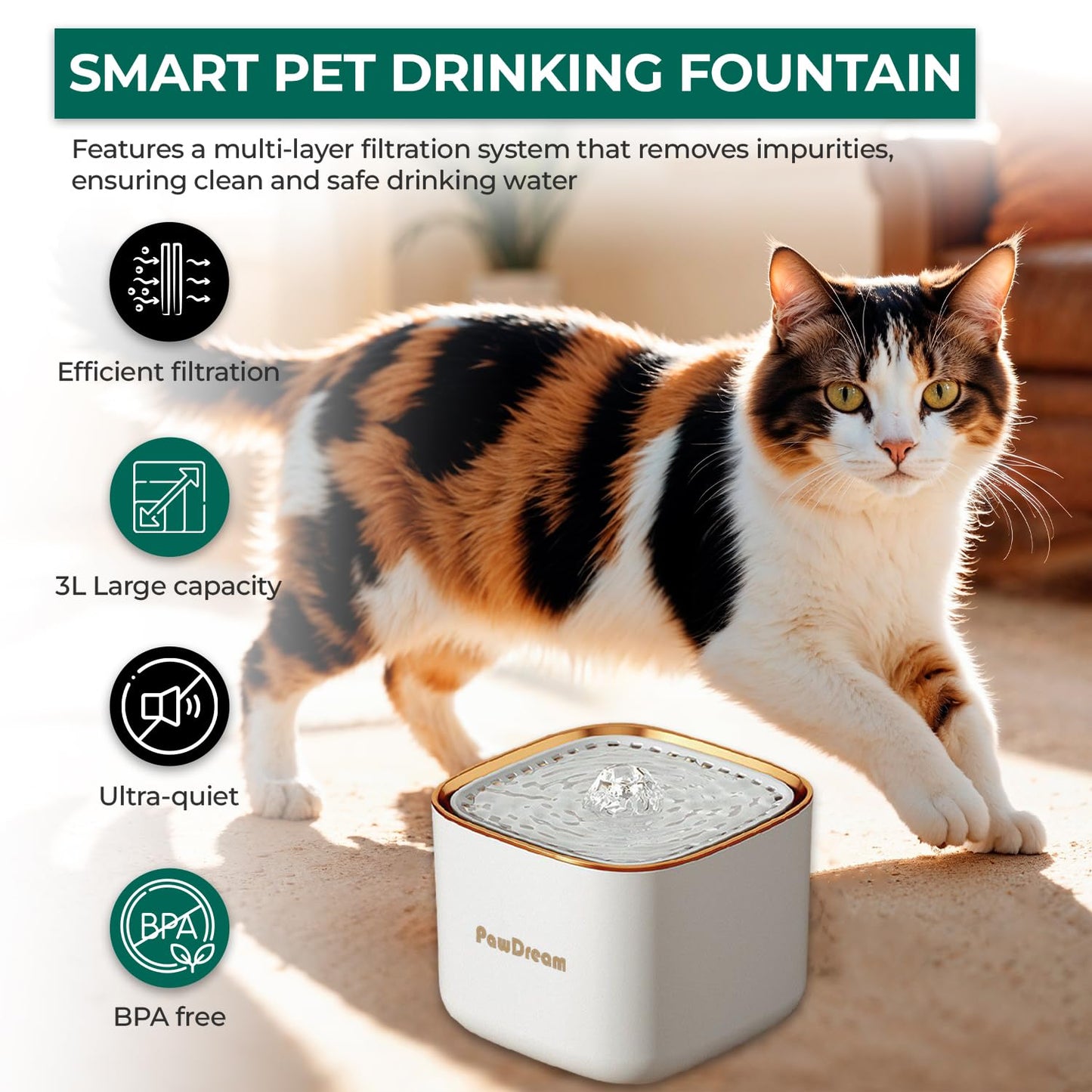 PawDream 3L Smart Pet Water Fountain