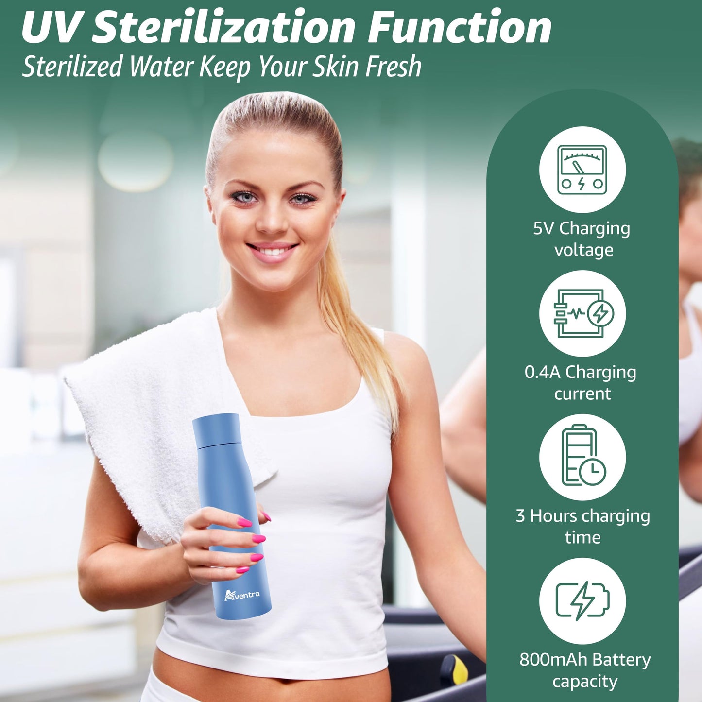 Aventra Smart UV Self-Cleaning Water Bottle