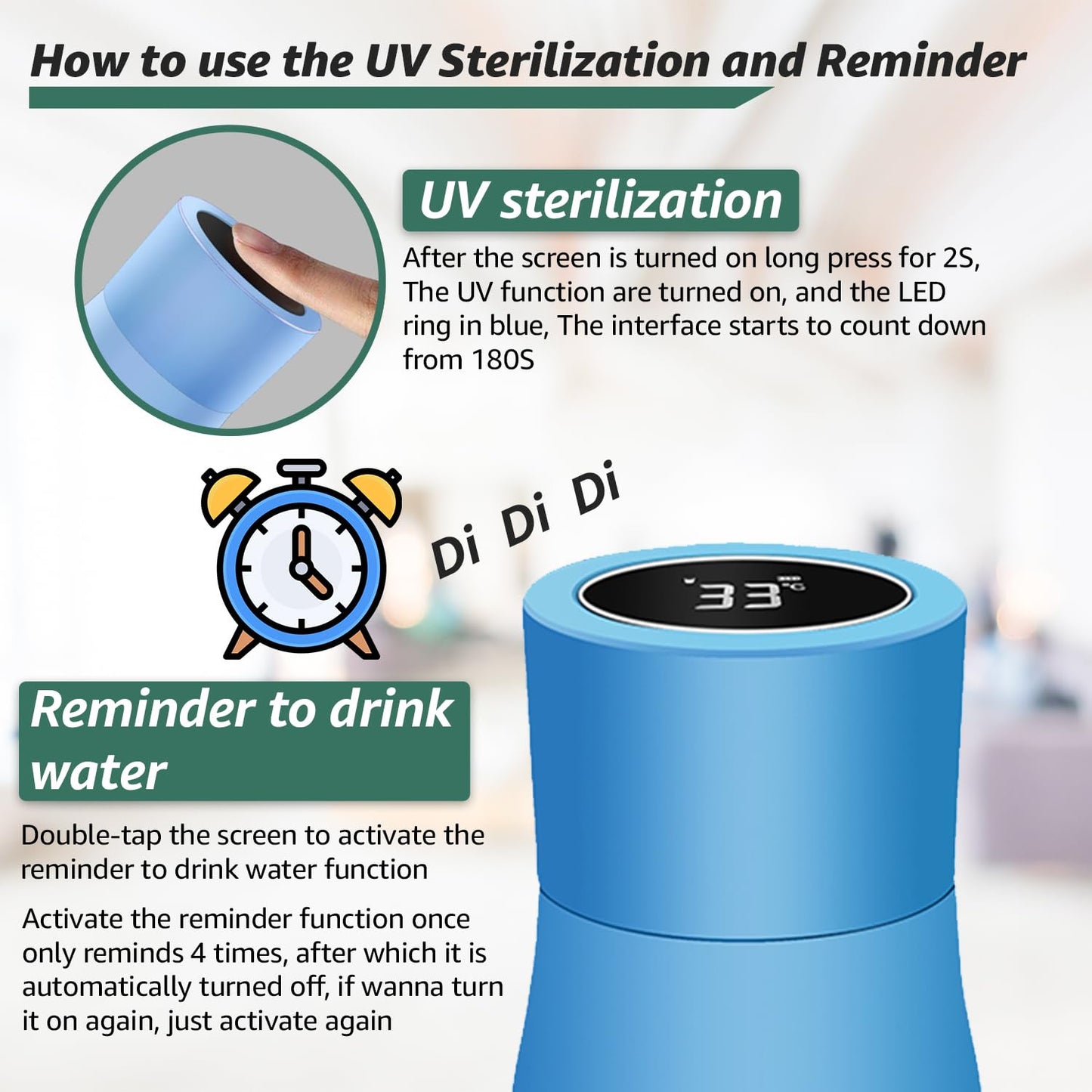 Aventra Smart UV Self-Cleaning Water Bottle