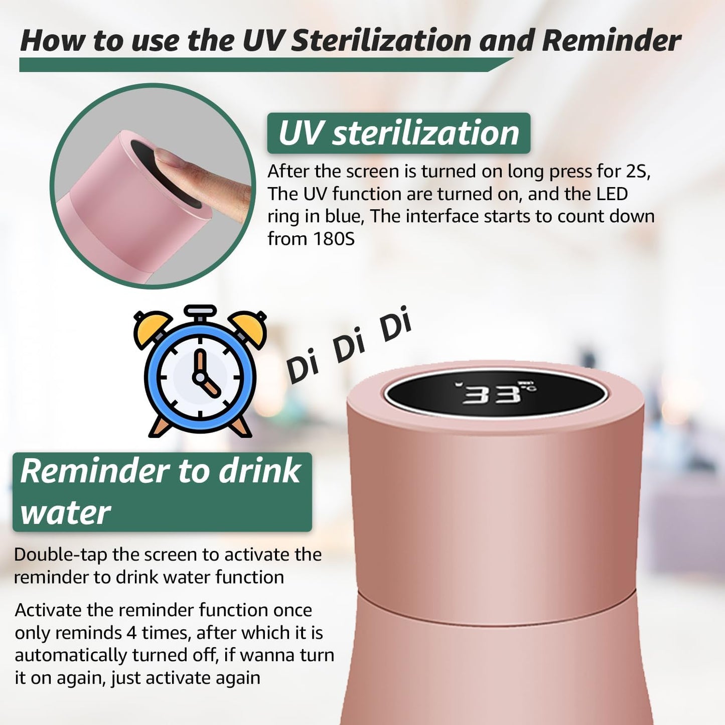 Aventra Smart UV Self-Cleaning Water Bottle