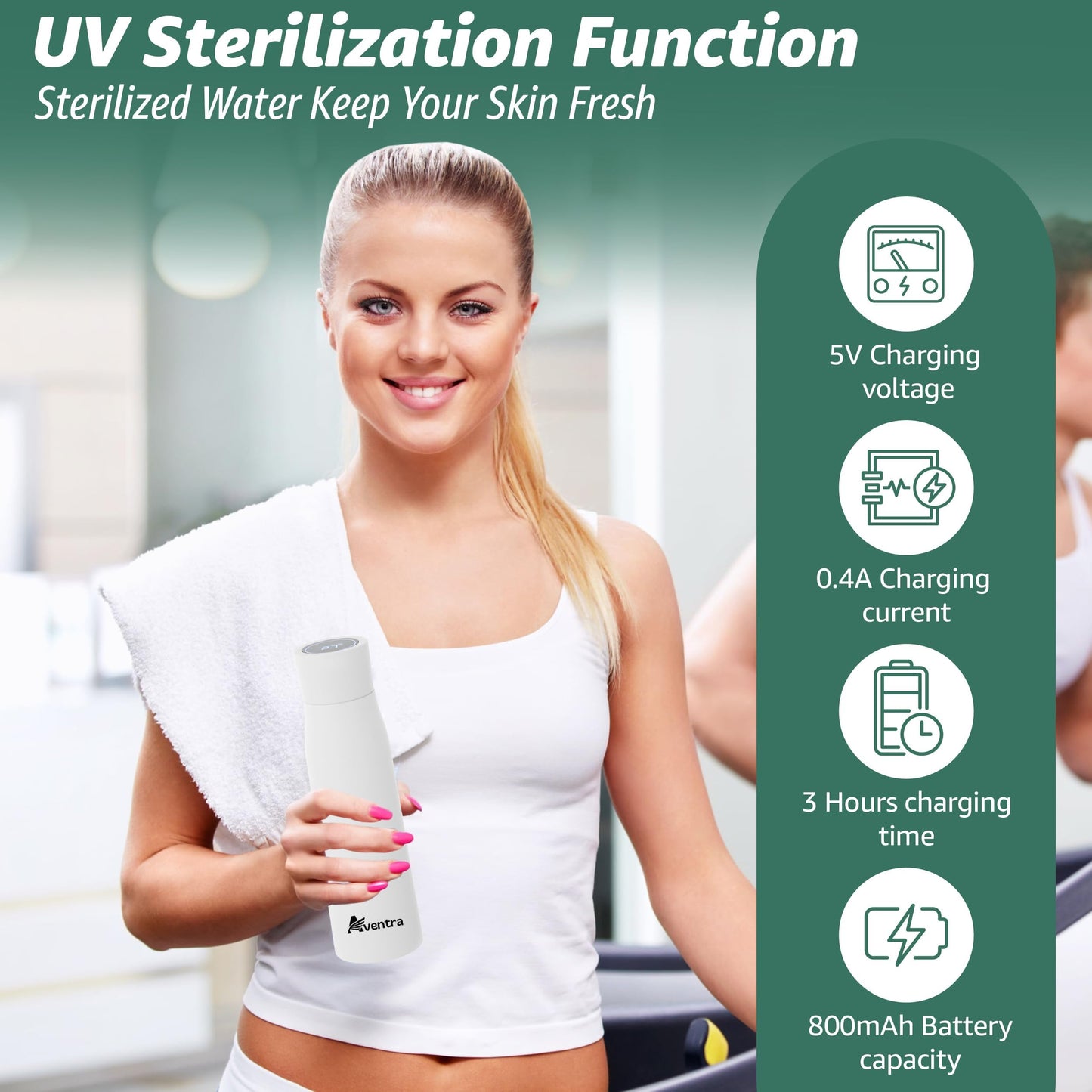 Aventra Smart UV Self-Cleaning Water Bottle