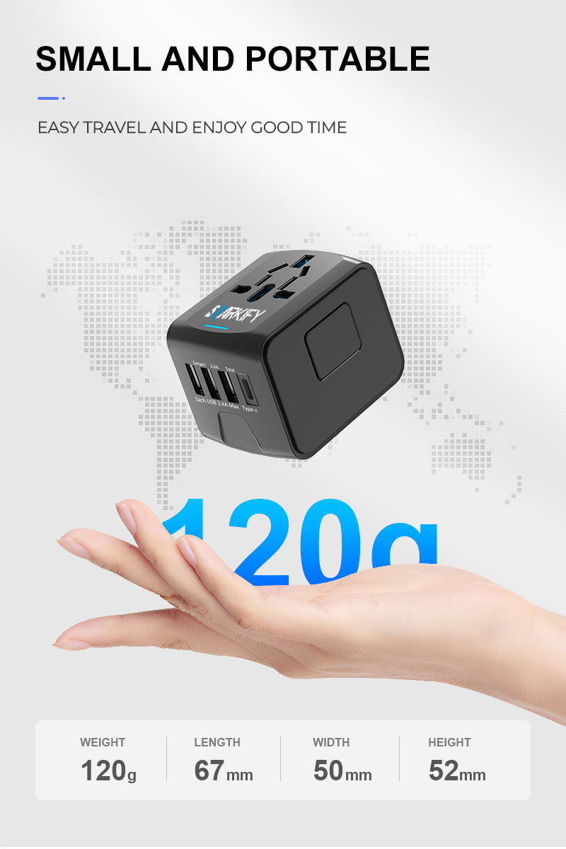 SPARKIFY Universal Travel Adapter with USB & USB-C | 200+ Countries