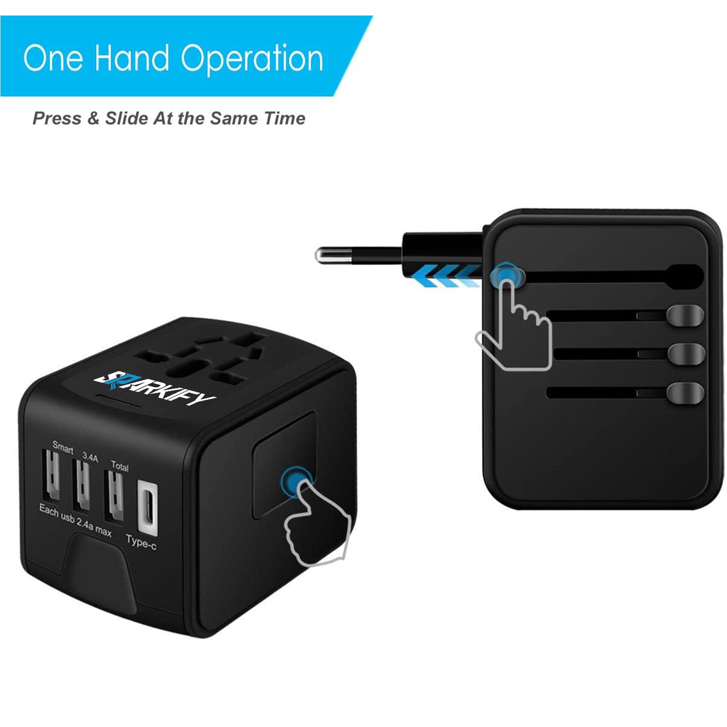 SPARKIFY Universal Travel Adapter with USB & USB-C | 200+ Countries