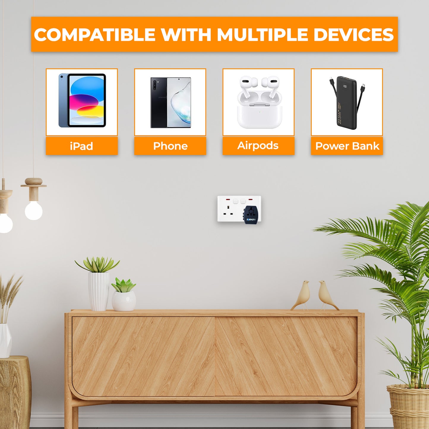 SPARKIFY Universal Travel Adapter with 3 USB & USB-C Ports