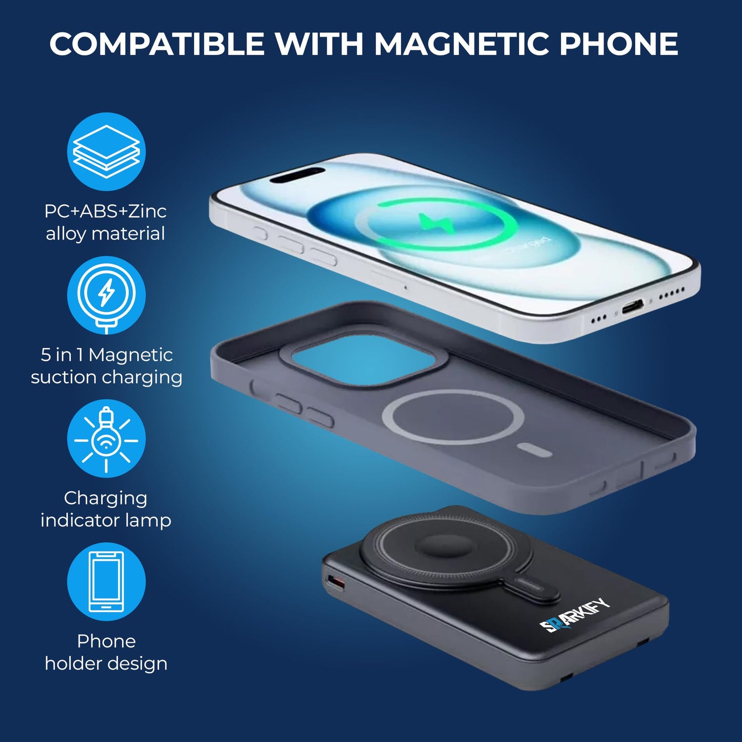 SPARKIFY 10,000mAh Magnetic Wireless Power Bank