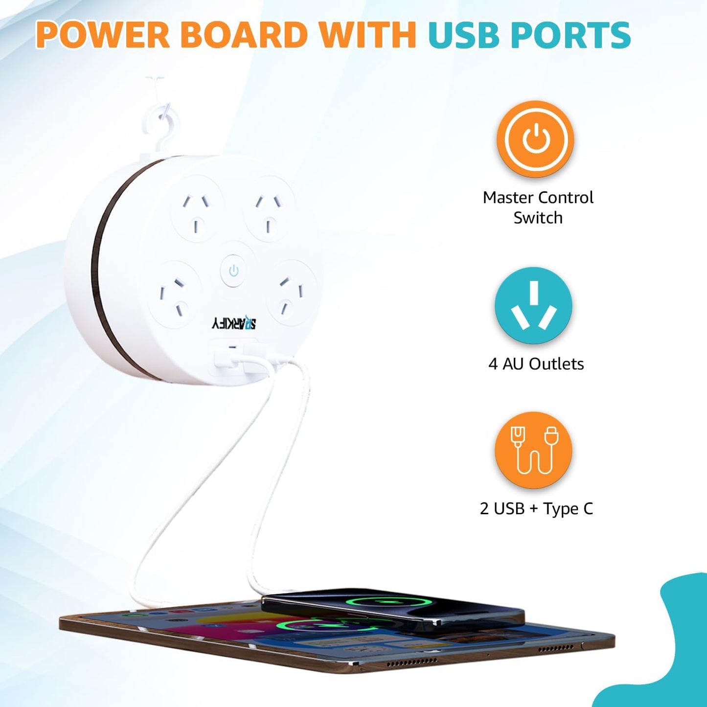 SPARKIFY Surge Protector Power Board with USB-C