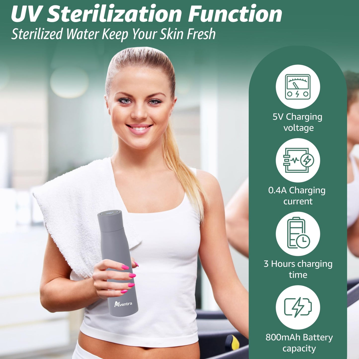 Aventra Smart UV Self-Cleaning Water Bottle