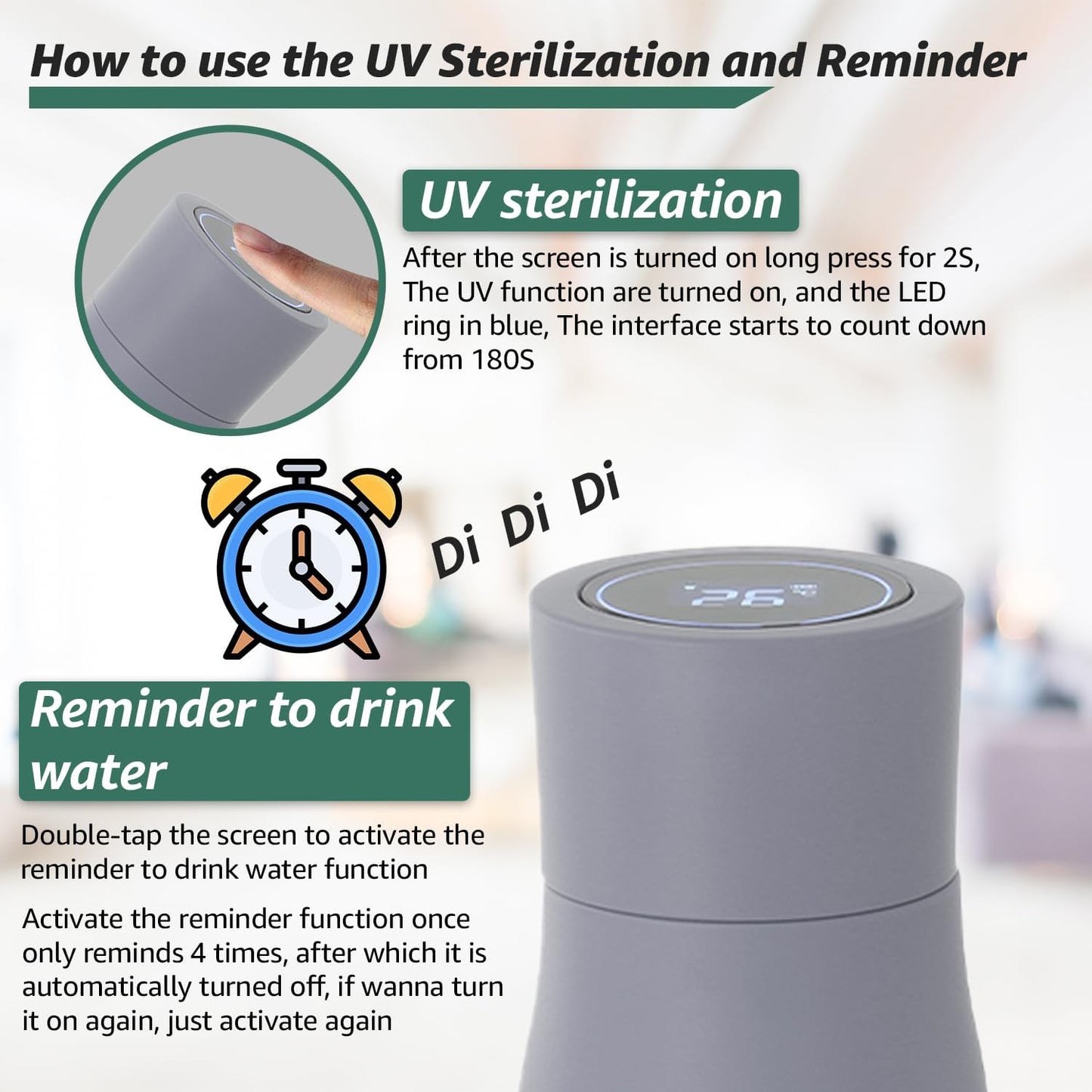 Aventra Smart UV Self-Cleaning Water Bottle
